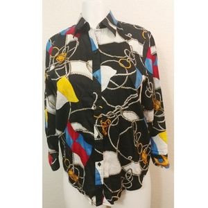 Lauren Ralph Lauren button up abstract blouse